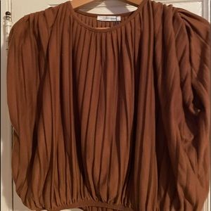 Zara brown pleated cropped top